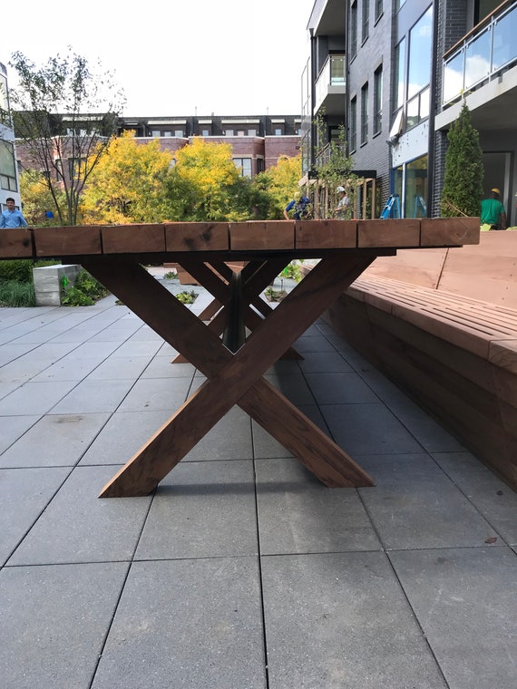 Reclaimed redwood dining table discount