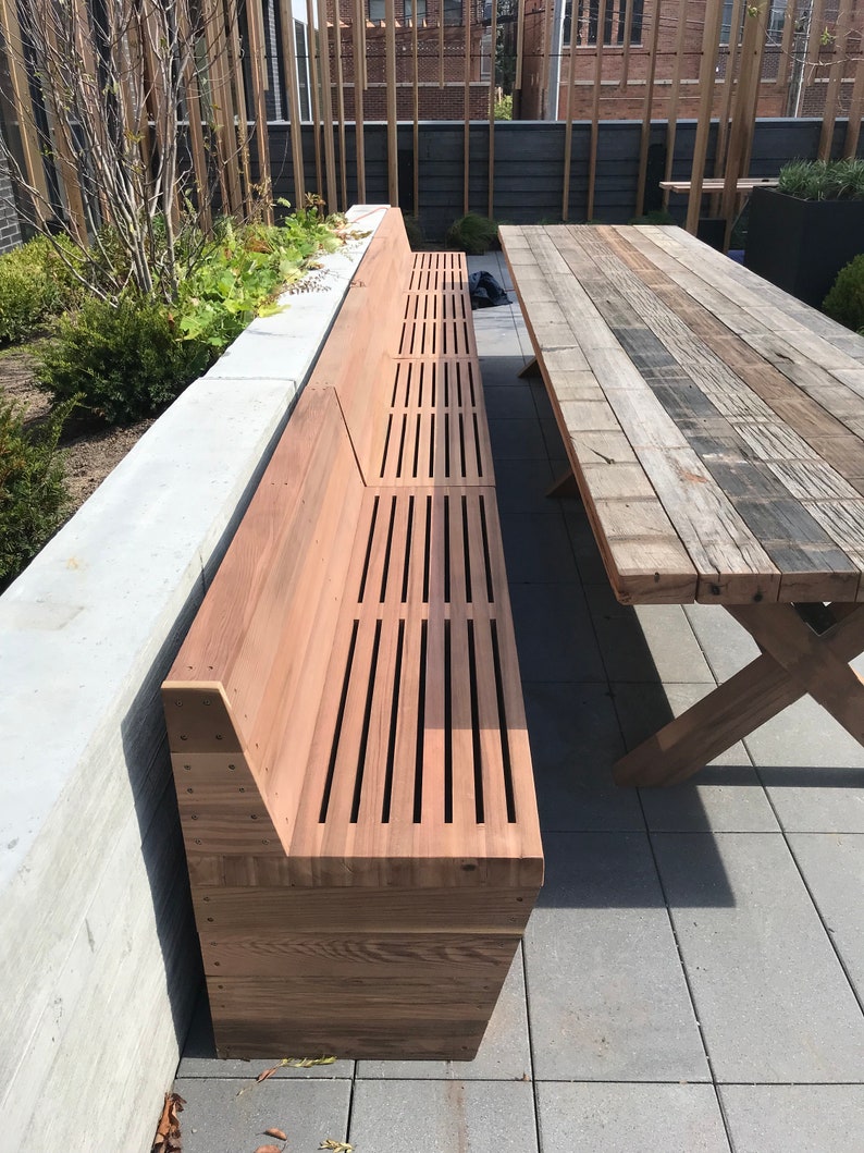 Long outdoor bench