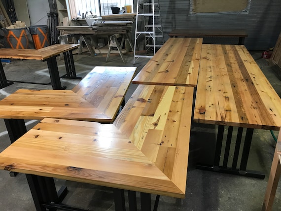 Solid Steel Based L Shaped Handmade Modern Pine Wood Desk Etsy UK