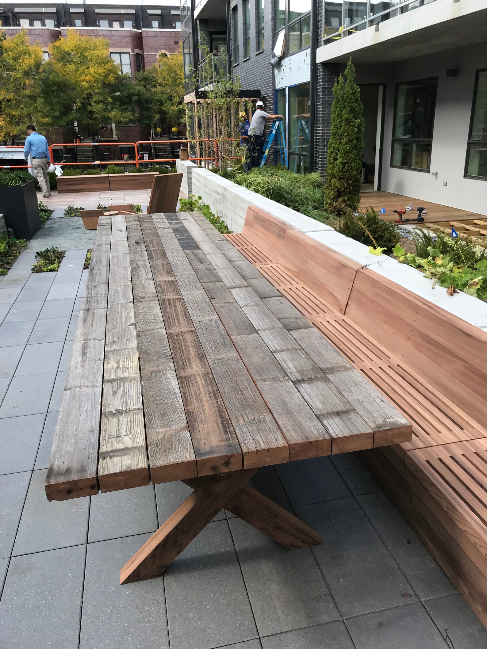 20 FT Solid Wooden Redwood Long Bench for Both Indoor and Outdoor Use ...