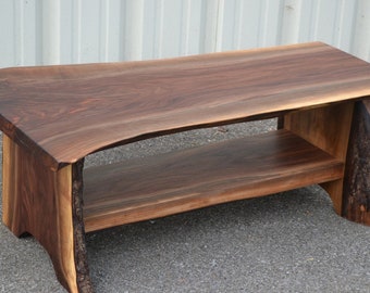 36” Long Live Edge walnut Rustic Coffee Table For Home,Office,Drawing Room Or Any Place.