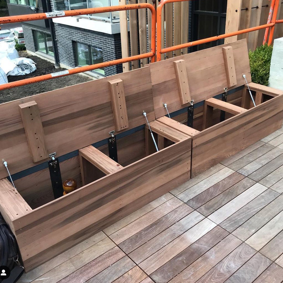 Storage bench deck outlet