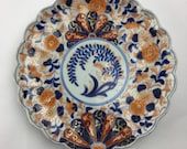 Antique Japanese Koransha Porcelain Imari Fan Gilded Scallop Rim Plate