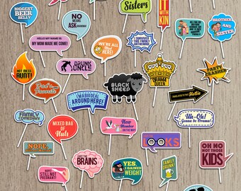 45 Funny Family Reunion Photo Booth Props Photo Props Etsy
