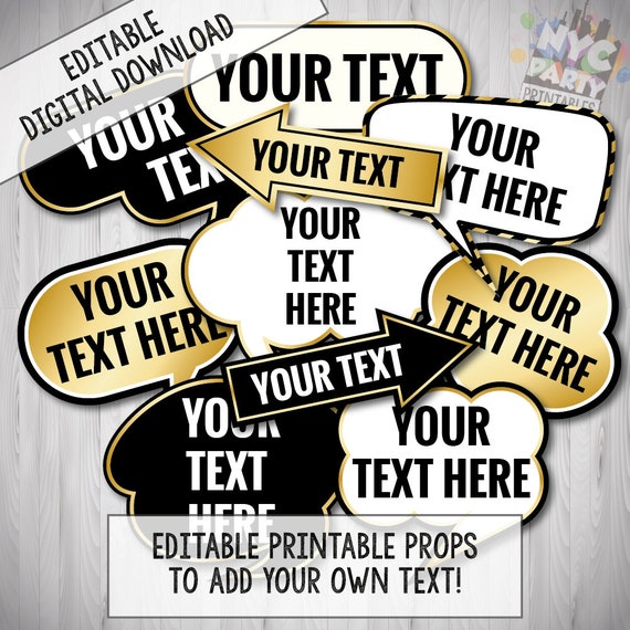 Custom Photo Booth Props, CORJL, Editable Photo Booth Props, Editable ...