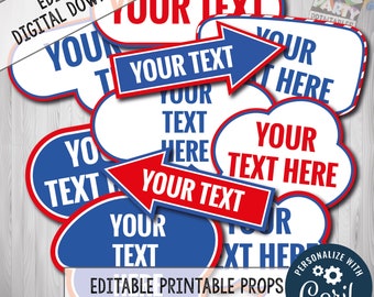 Editable Patriotic Photo Booth Props: Stars & Stripes (Digital Download)