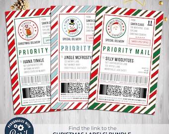 Editable Elf Christmas Shipping Labels: North Pole Express (Digital Download)