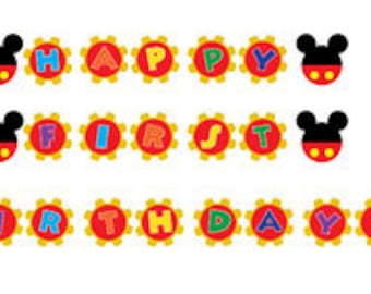 Mickey Mouse 1st Birthday Banner: Party Decor (INSTANT DOWNLOAD)