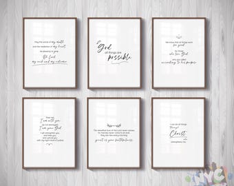 Christian Wall Art Set: Bible Verse Scripture Prints, Farmhouse Decor (Digital Download, 7 Sizes)