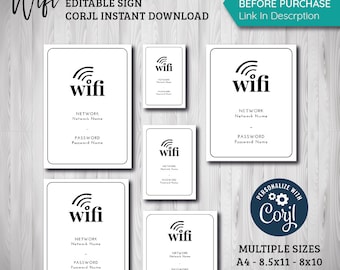 Editable WiFi Password Sign Template: Modern Printable