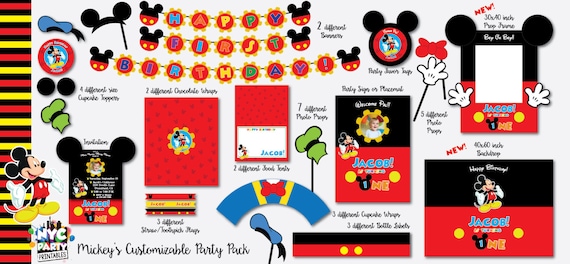 Mickey Mouse Birthday Pack with Photo Booth Props, Backdrop and Photo Booth Photo Frame SUPERSIZED Il_570xn