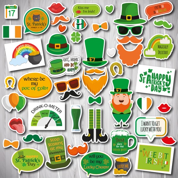 St. Patrick's Day props, Saint Patty's Day Photo Booth Props, St Patrick's Day Party Photo Booth Props, Irish Party Props, Digital Download