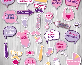 Spanish Baby Shower Photo Booth Props: Es Una Niña (PDF)