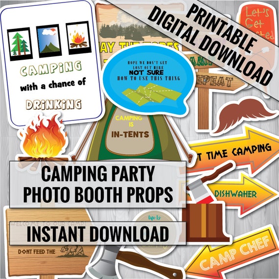 Camping Photo Booth Props, Camping Party, Glamping Photo Booth Props ...