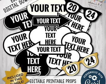 2025 Graduation Photo Booth Props: Editable DIY (Digital Download)