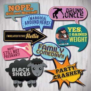 Family Reunion Photo Booth Props: Printable Selfie Kit & Sign (Digital Download)