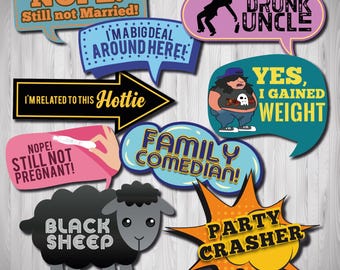 Family Reunion Photo Booth Props: Printable Selfie Kit & Sign (Digital Download)