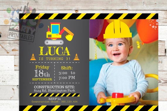 Construction Birthday Invitation, Digger Birthday, Forklift Birthday, Bulldozer Birthday, Construction Invite, Printable Invite Il_570xn