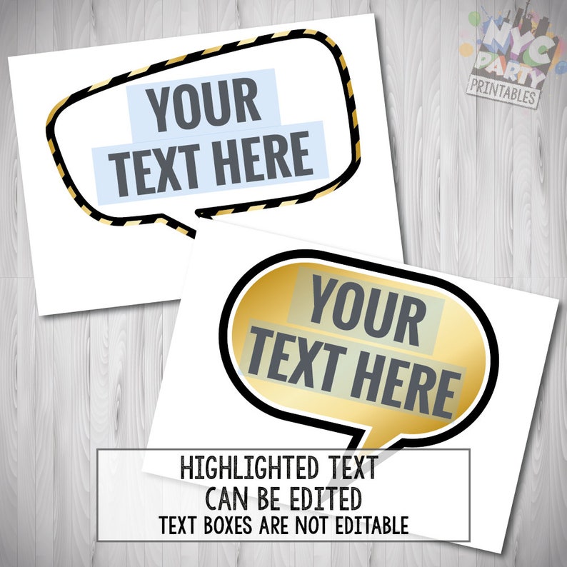 Editable Photo Booth Props Custom Photo Booth Props Editable Etsy