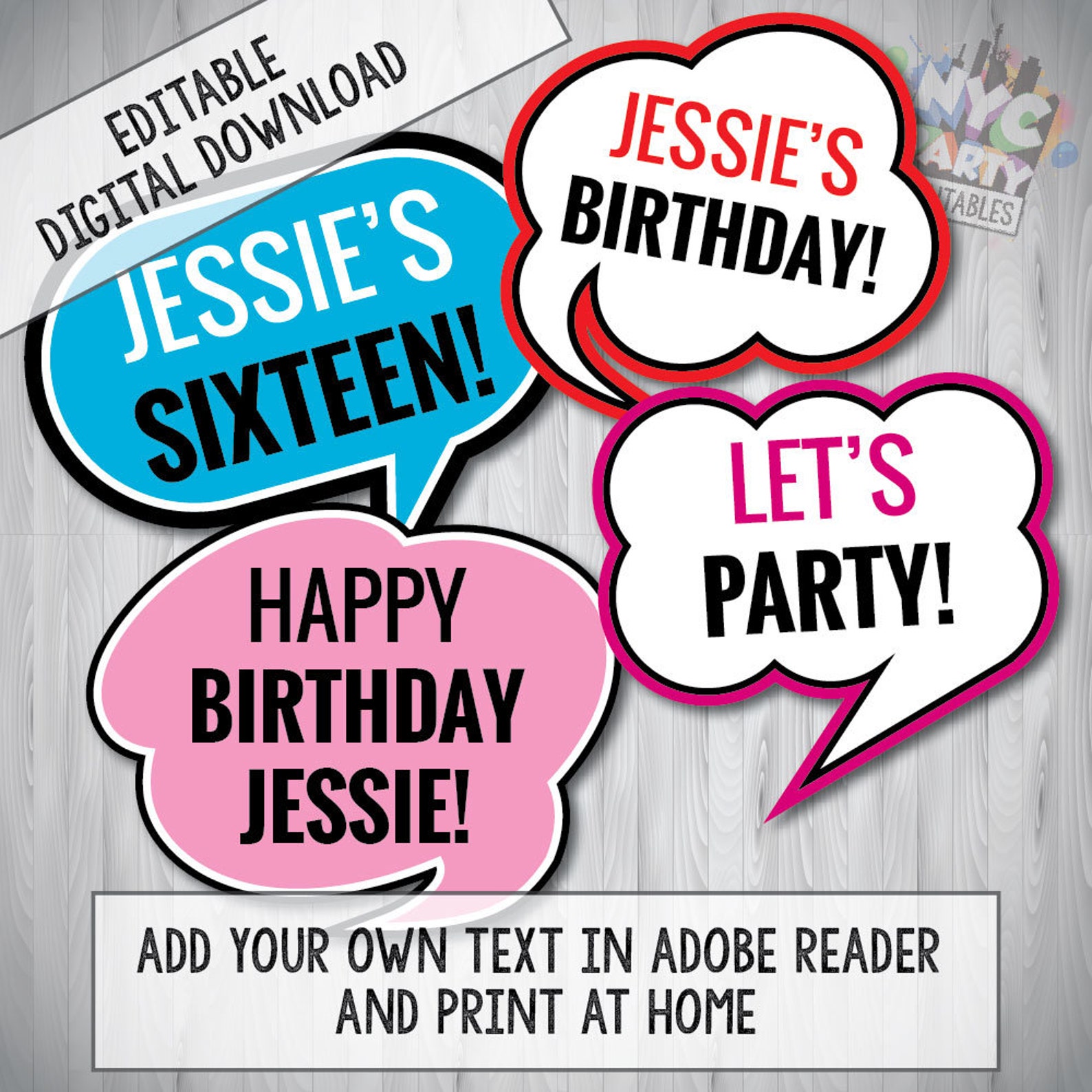 Editable Photo Booth Props Custom Photo Booth Props Edit Etsy