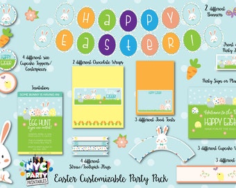 Easter Party, Easter Egg Hunt, Spring Party, Easter Bunny Party Pack, Easter Invitation, Personalized Easter Printables,