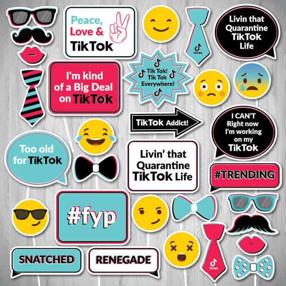 TikTok Party, Tik tok Party Photo Booth Props, Tik Tok Party Printable + FREE Photo Booth Sign, Birthday Party Photo Booth, Musically Prop, Il_570xn
