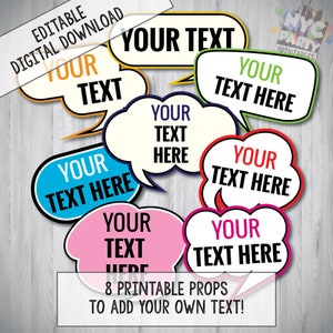 Editable Photo Booth Props: DIY Text Bubbles (Digital Download)