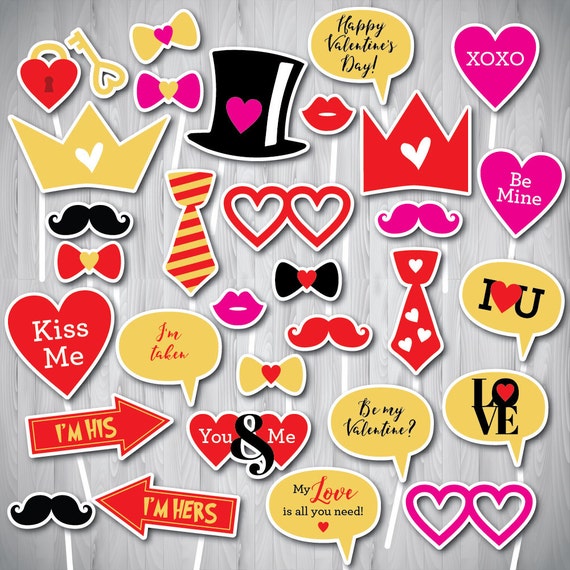 Valentine Photo Booth Props Valentines PRINTABLE Photo Booth Props Valentine s Day Photo