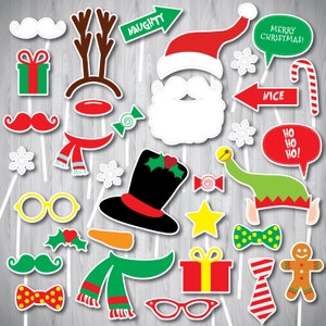 Christmas Party Photo Booth Props, Xmas Photo Booth Props, Holiday Party, Ugly Sweater Party, Christmas photo Props, Instant Download, Santa