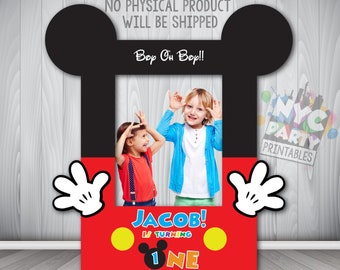 Ramka na zdjęcie urodzinowe Myszki Miki: spersonalizowany gadżet na imprezę (plik cyfrowy)