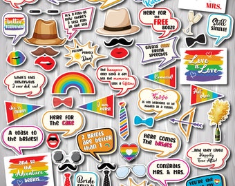 Lesbian Wedding Photo Booth Props: Pride Party Decor (Instant Download)