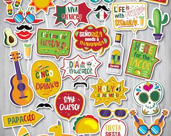 Fiesta Photo Booth Requisiten: Cinco De Mayo Party (Printable digitaler Download)
