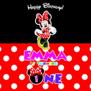 Minnie Mouse Backdrop, Minnie Background, Printable Minnie Mouse First Birthday Backdrop Banner PRINTABLE