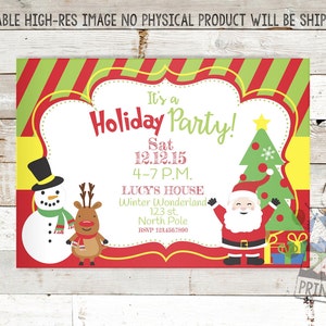 Christmas Invitation, Christmas Party Invite, Personalized Christmas Invitation, Holiday Party Invitation, Xmas Party Invite, Frosty, Santa