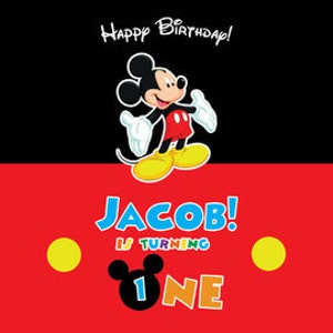 Mickey Mouse Backdrop, Mickey Mouse Photo Booth Frame, PRINTABLE Mickey Dessert Table Background, Mickey first Birthday Backdrop