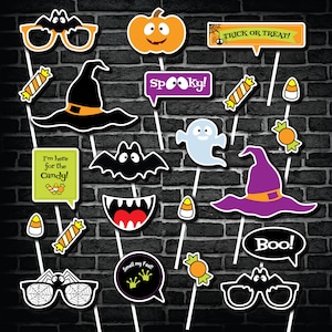 Accesorios de Halloween imprimibles / Kit de fotomatón DIY para fiestas de niños y adultos / Accesorios para fotomatón de Halloween / Accesorios para fotomatón de Halloween
