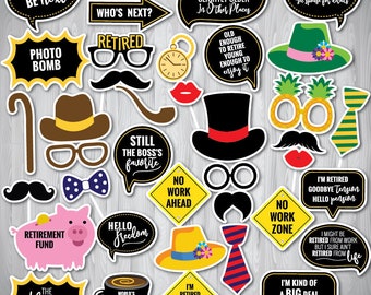 Retirement Photo Booth Props: Printable Party Decorations (Instant Download)
