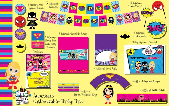 Superhero Party, Girl superhero invitation, PRINTABLE Girl Superhero ...