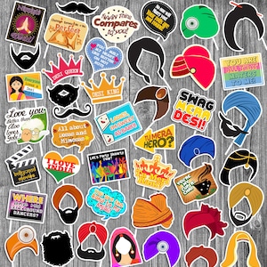 Indian Photo Booth props. Indian Party Props, Bollywood Party Props, Desi Photo Booth Props, INSTANT DOWNLOAD PROPS, Desi Party Props