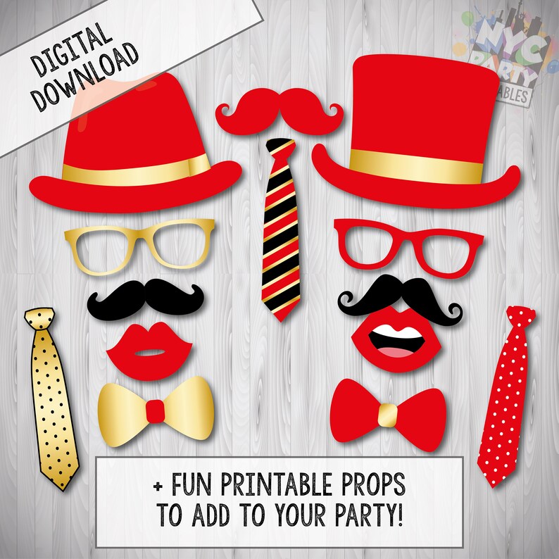 Red Props Editable Sports Photo Booth Props: Football, Red, Black & Gold (PDF ...