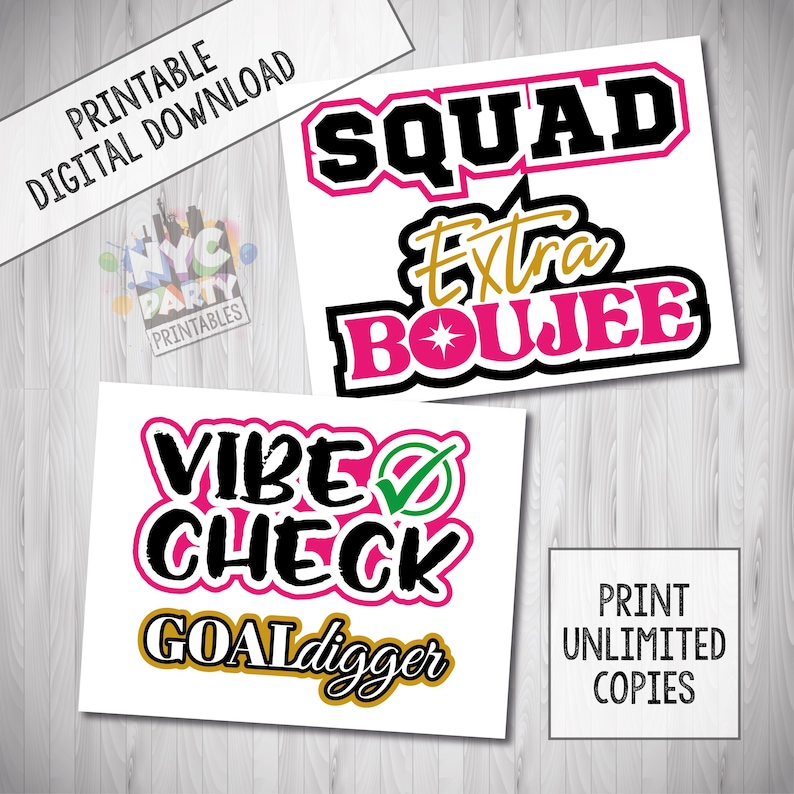 Gen Z Slang Photo Booth Props Printable | Hip Hop Party Photo Booth ...