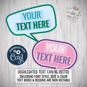 Editable Photo Booth Props: DIY Printable Word Bubbles (digital ...