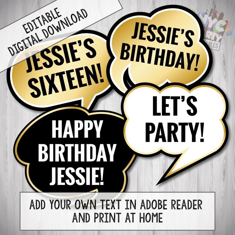 Editable Photo Booth Props Custom Photo Booth Props Editable Etsy