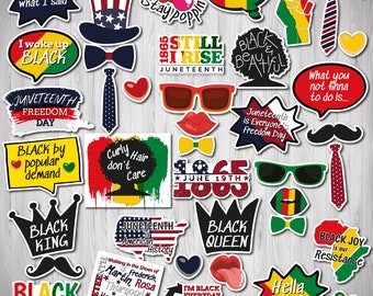 Juneteenth Photo Booth Props | Black History Celebration Printable | Juneteenth Party Decor | Instant Download