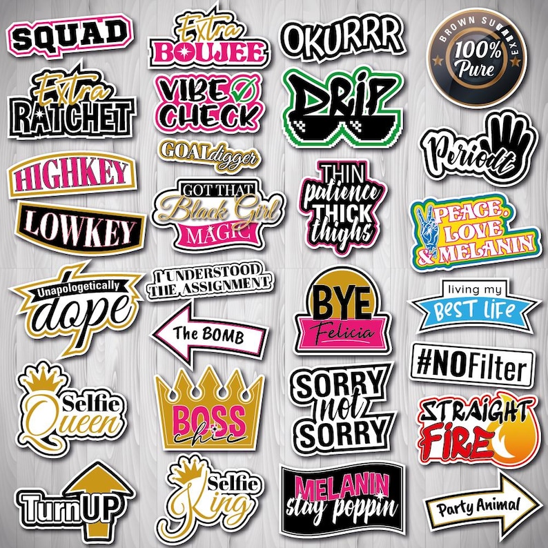 Gen Z Slang Photo Booth Props Printable | Hip Hop Party Photo Booth ...