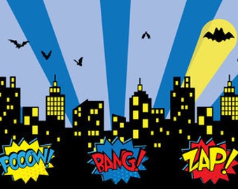 Superhero Backdrop, SuperHero Party, Super hero Backdrop, Superhero Photo Booth Backdrop,  PRINTABLE Superhero Backdrop, INSTANT DOWNLOAD