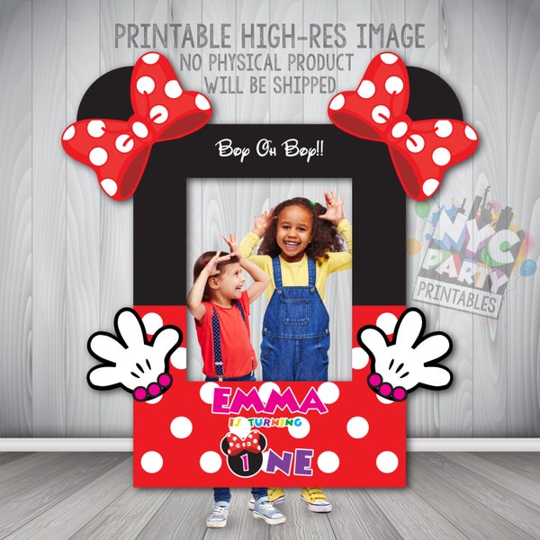 Minnie Frame, Minnie Photo Booth Frame, Minnie Mouse Party Prop,  Printable Minnie Mouse Photo Booth Frame, First Birthday, Minnie Birthday