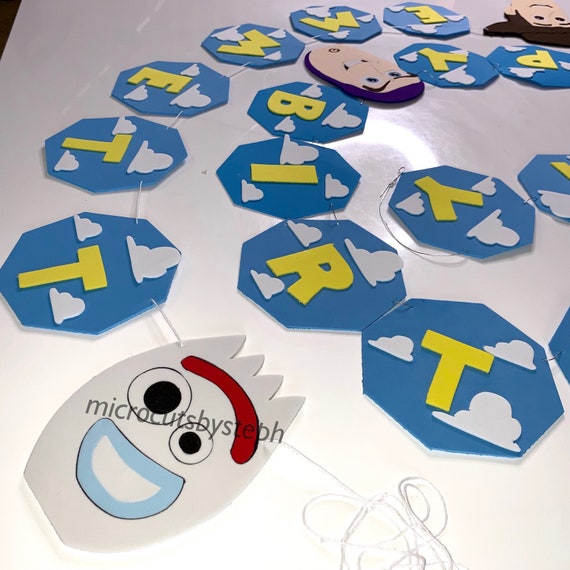 Toy Story Happy Birthday Banner Buzz Lightyear Woody And Forky Etsy