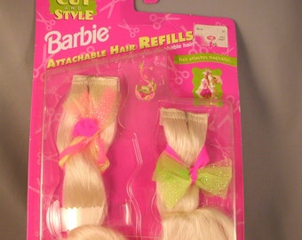 Vintage BARBIE Cut & Style Attachable Hair Refills Set - Mattel 13069 (1994) - Still on Card - Barbie Doll