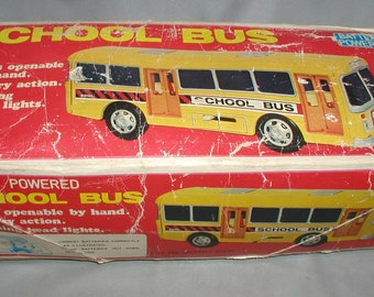 Vintage Alps SCHOOL BUS tin BO Toy in Box